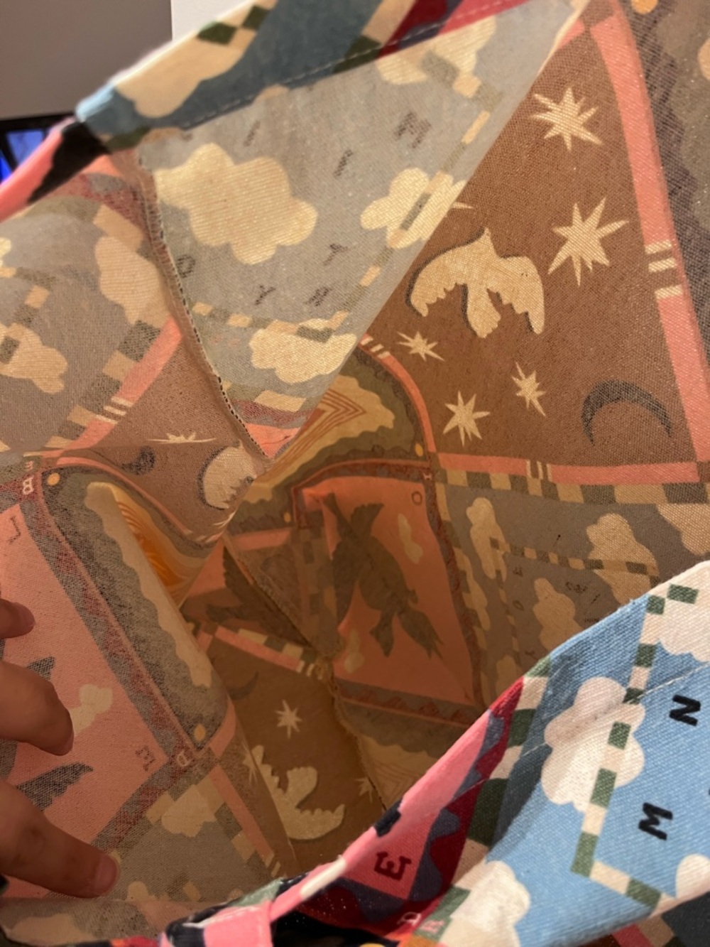Sezane x Pangea Multicolor Patchwork Print Recycled Cotton Tote Bag - Picture 5 of 7